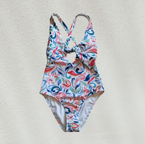 Lavish One-piece Bathing Swimsuit, Keyhole Top Sicilian Swirl Design, Small, NWT - Picture 1 of 7